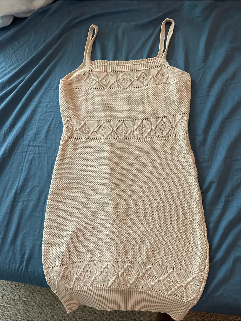 Hello Molly beige crochet mini dress, US size 8, excellent condition